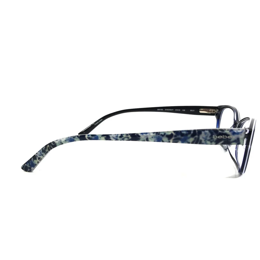 Bebe Eyeglasses Frames BB5183 410 NAVY Blue White Rectangle Floral 51-16-135